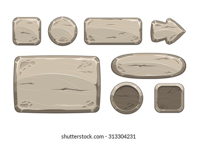 Cartoon stone game assets set, isolated on white, vector