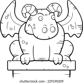 A cartoon stone gargoyle monster perched.
