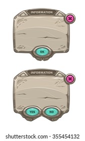 Cartoon stone panels, isolated on white, vector game assets