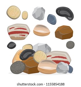 Cartoon stone set and stone rock vector illustration