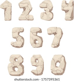 Cartoon stone textured numbers set