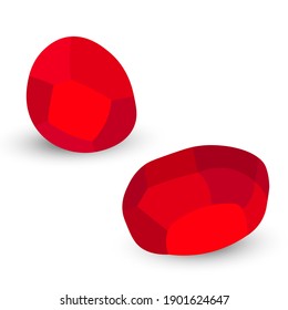 Cartoon stones. Rock stone isometric set. Red boulders, natural building block shapes, wall stones. 3d flat isolated illustration. Vector collection.