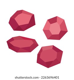 Cartoon stones. Rock stone isometric set. Pink boulders, natural building block shapes, wall stones. 3d flat isolated illustration. Vector collection.