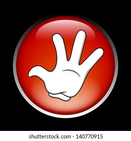 Cartoon stop hand on the red button