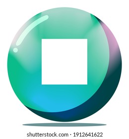 Cartoon Stop Rectangle Button Game GUI 3D Round Ball