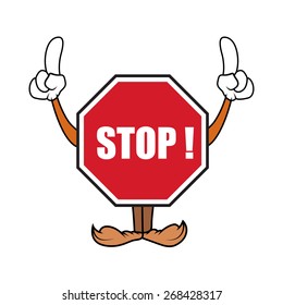 Cartoon Stop Signboard Vector