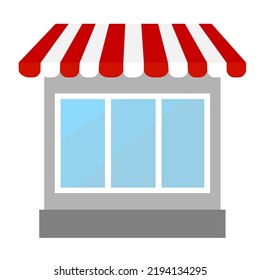 Cartoon Store Building. Kaufen Sie ein flaches Symbol. Vektorgrafik. Stockbild. 