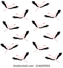 Cartoon stork - simple trendy pattern with bird. Contour vector illustration for prints, clothing, packaging and postcards.