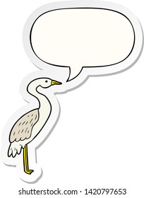 cartoon stork with speech bubble sticker