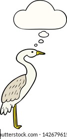 cigüeña de caricatura con burbuja de pensamiento