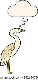 cartoon stork with thought bubble in comic book style