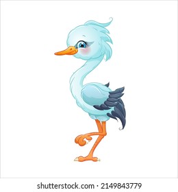 Cartoon Stork, Vektorgrafik. Fliegender Vogel.