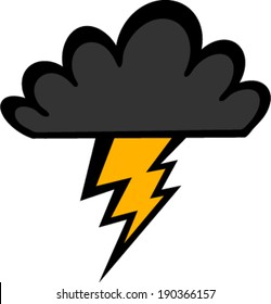 Cartoon storm cloud lightning thunder vector illustration