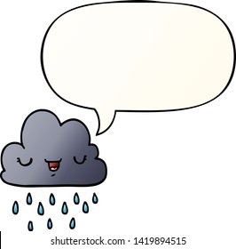 nube de tormenta de dibujos animados con burbuja de voz en un estilo de gradiente suave