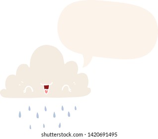 cartoon storm cloud with speech bubble in retro style