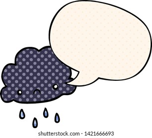 nube de tormenta de caricatura con burbuja de habla en estilo de libro de historietas