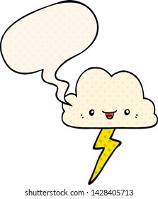 cartoon storm cloud with speech bubble in comic book style