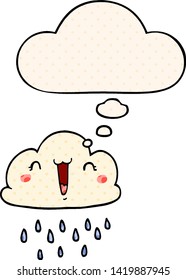 cartoon storm cloud with thought bubble in comic book style