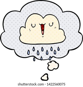 nube de tormenta de caricatura con burbuja de pensamiento en estilo de libro de historietas