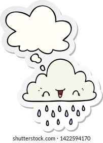 cartoon storm cloud with thought bubble as a printed sticker