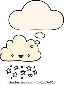 nube de tormenta de caricatura con burbuja de pensamiento en estilo de libro de historietas