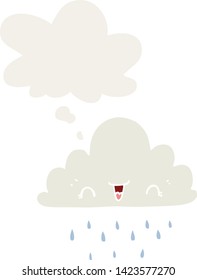 cartoon storm cloud with thought bubble in retro style