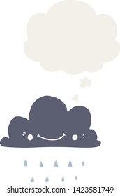 cartoon storm cloud with thought bubble in retro style