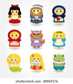 cartoon story people icon set