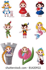 cartoon story people icons set