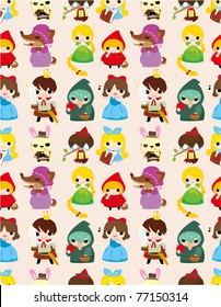 cartoon story people seamless pattern