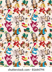 cartoon story people seamless pattern