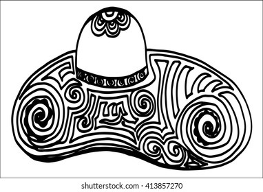 cartoon straw hat, hand drawing