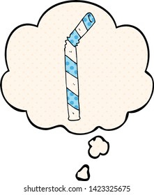 Cartoon-Strohhalm mit Denkblase im Comicstil