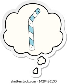cartoon straw with thought bubble as a printed sticker