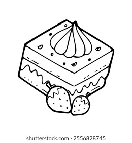 cartoon of strawberry cake  uncolored