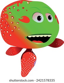 cartoon strawberry character,mascot,personage. Good mood.Emoticon or emoji social media