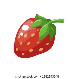 Cartoon strawberry isolated on white background. Vector illustration.