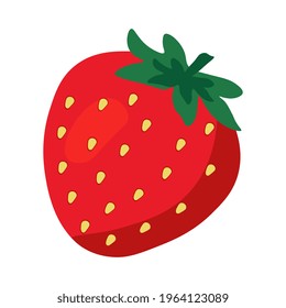 Cartoon Strawberry isolated on white background. Food for a healthy diet, dessert. Elements for spring and summer design. Vector illustration. Vegan concept