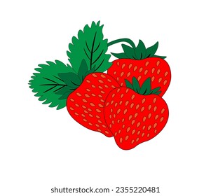 Cartoon strawberry isolated on white background. Vector illustration