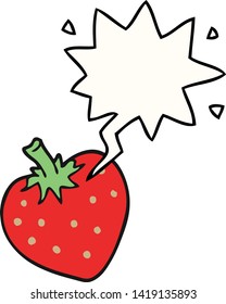 cartoon strawberry with speech bubble
