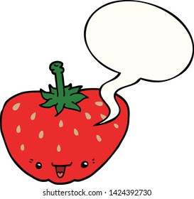cartoon strawberry with speech bubble