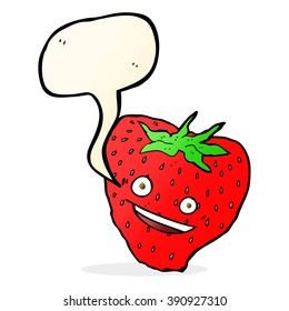 Cartoon-Erdbeere mit Sprachblase