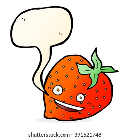 cartoon strawberry with speech bubble