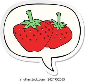 cartoon strawberry with speech bubble sticker