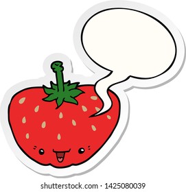 cartoon strawberry with speech bubble sticker