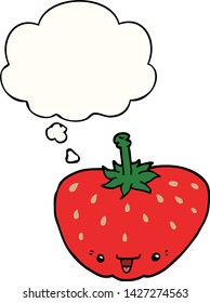 cartoon strawberry with thought bubble
