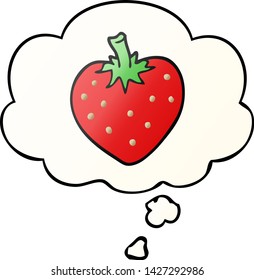 cartoon strawberry with thought bubble in smooth gradient style