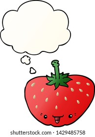 morango de desenho animado com bolha de pensamento em estilo gradiente suave