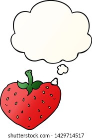 cartoon strawberry with thought bubble in smooth gradient style