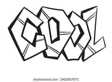 Cartoon street art graffiti slogan Cool. Poster, print, graphic t-shirt or sweatshirt vector illustration.